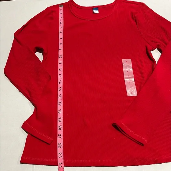 Old Navy NWT Women’s Vibrant Red Rib-Knit Long Sleeve Crew Neckline Shirt SIZE L - Picture 7 of 8
